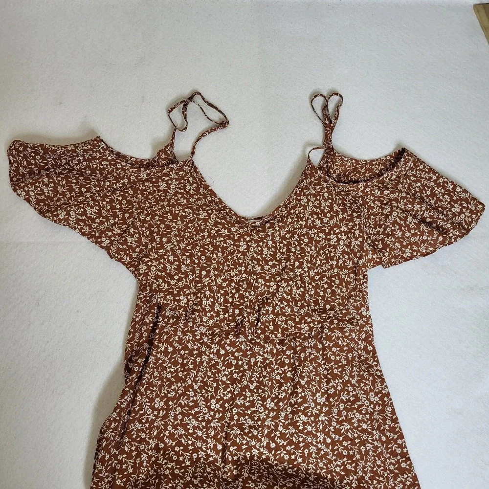 Flynn Skye Dreamy Women's brown white Floral Maxi Dress Size XS